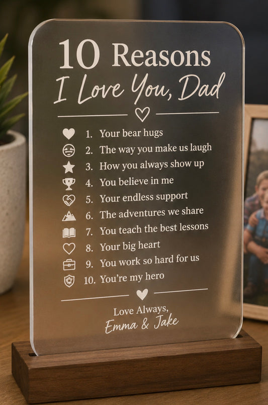 Reasons I Love You Dad | Personalized Acrylic Keepsake | Father's Day Gift from Kids