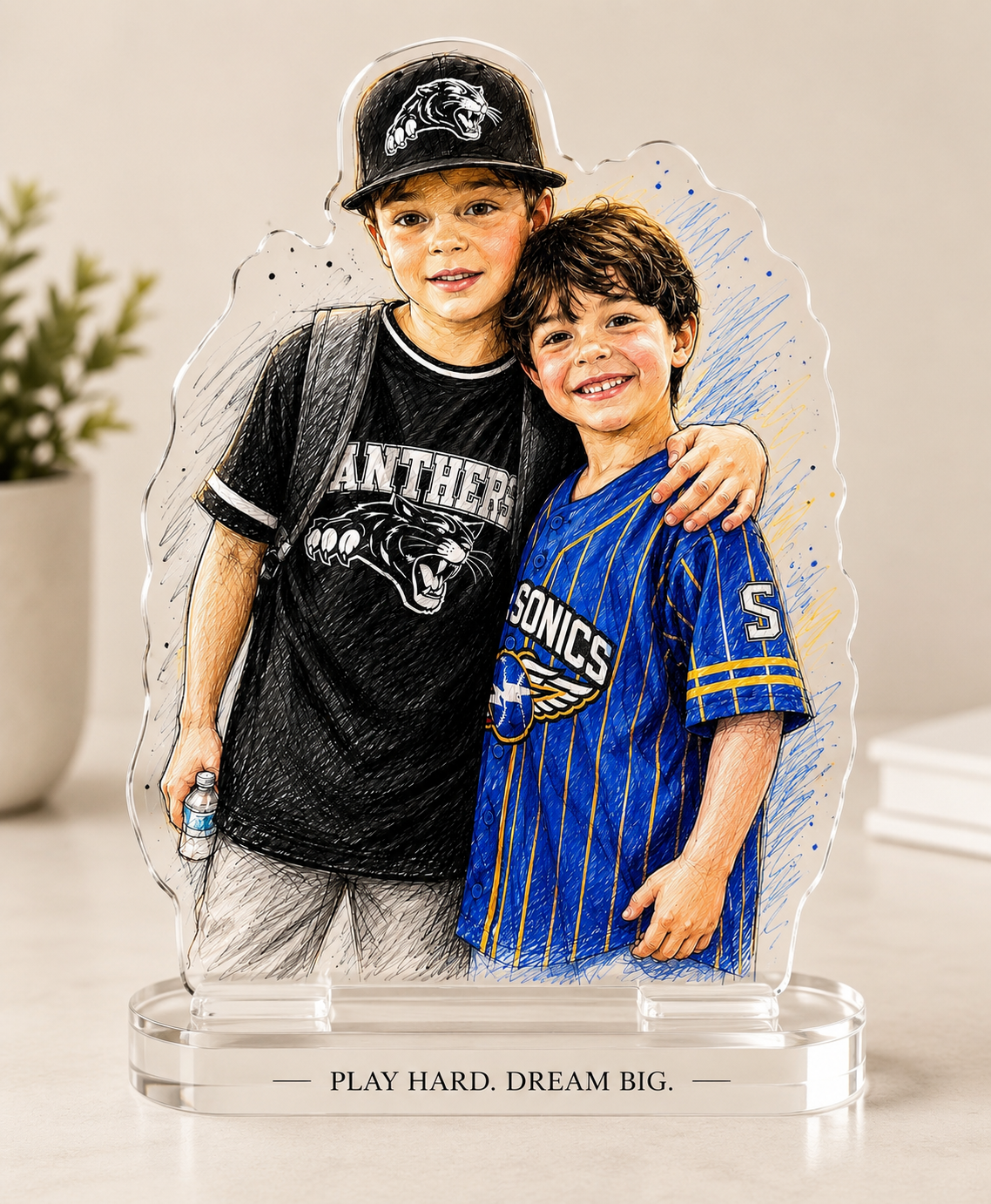Custom Sports Acrylic Plaque | Personalized Kids Photo Keepsake | Baseball Football Soccer