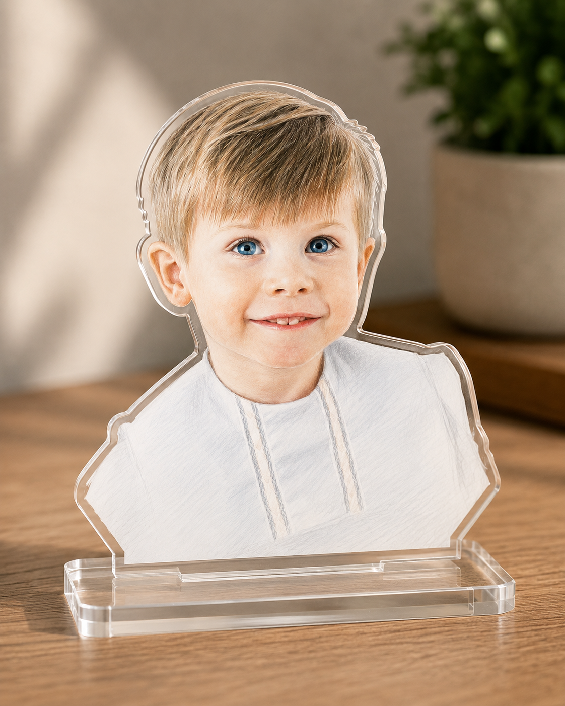 Custom Child Portrait Acrylic Plaque | Personalized Baby Keepsake | Nursery Desk Décor