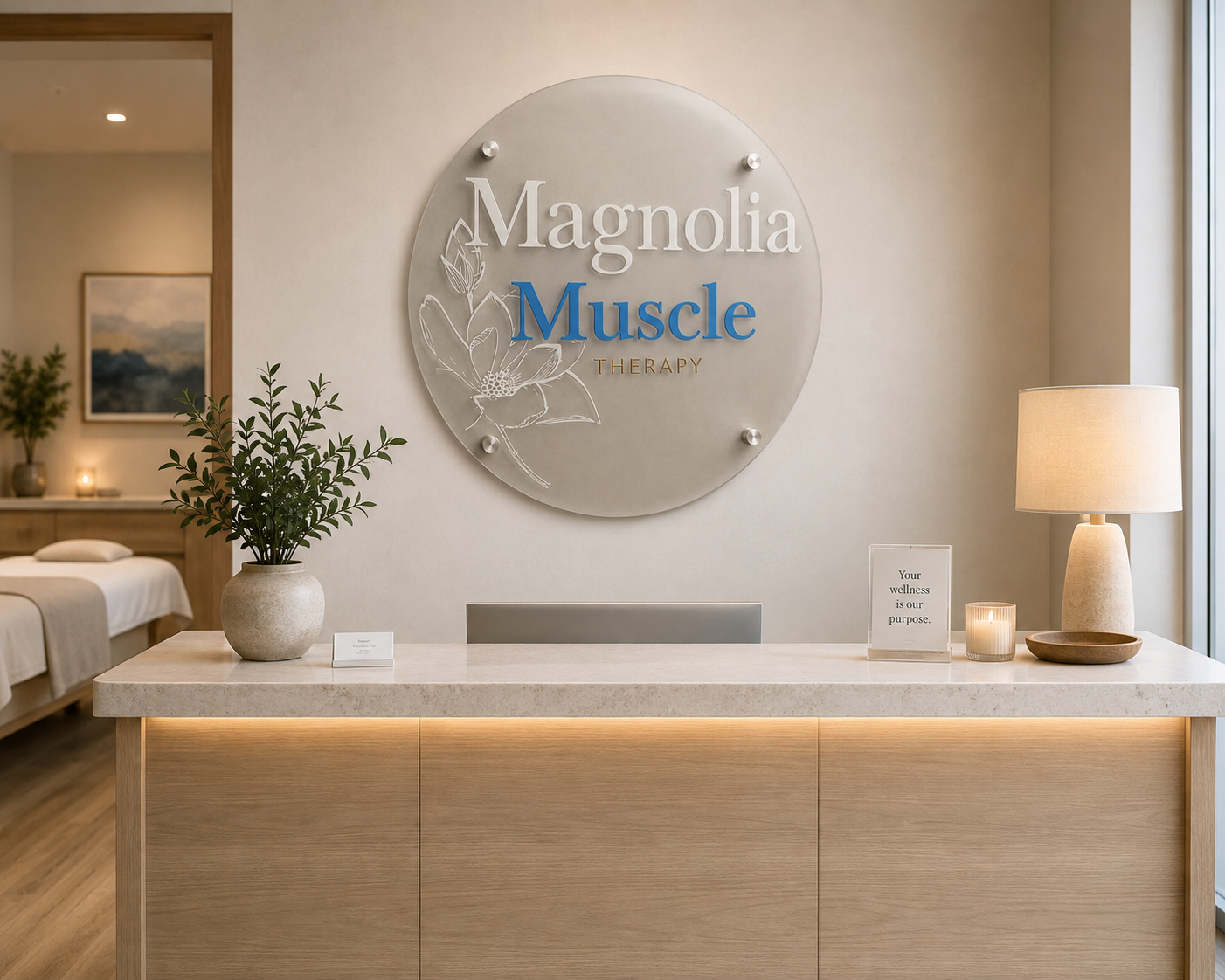 Custom Round Acrylic Office Sign | Wellness & Medical Office Signage